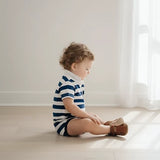 Love Henry - Baby Boys Rugby Polo Romper - Blue Stripe