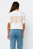 Apero - Dual Embroidered Panel Tee - White / Beige