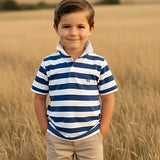 Love Henry - Boys Rugby Polo Shirt - Blue Stripe