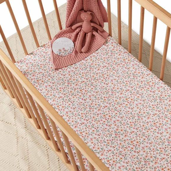 Snuggle Hunny - Fitted Jersey Cot Sheet - Spring Floral