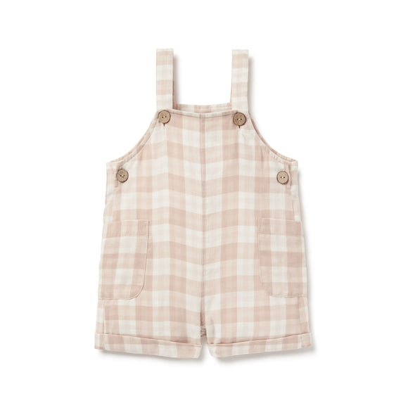 Aster & Oak - Taupe Gingham Overalls