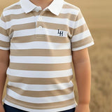 Love Henry - Boys Rugby Polo Shirt - Beige Stripe