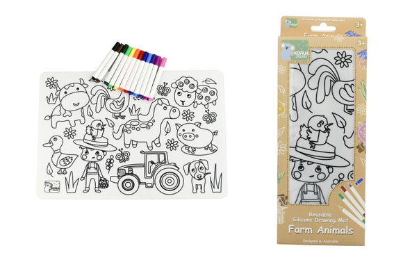 Eleganter - REUSABLE SILICONE DRAWING MAT- FARM ANIMALS