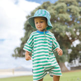 Crywolf - SUN SMART ROMPER Sea Green Stripe