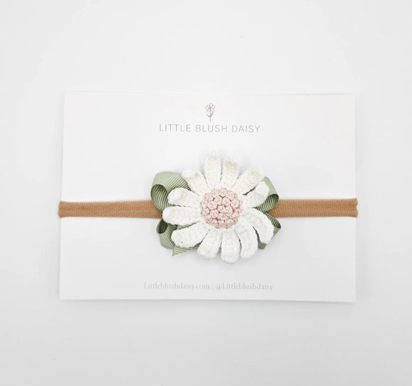 Little Blush Daisy - Crochet Daisy Flower Baby Headband