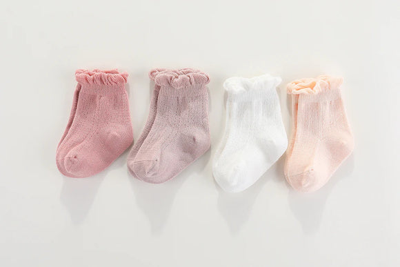 maMer - Frilly Crew Socks - 2 pack - pink/white