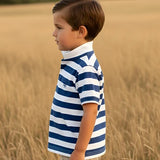 Love Henry - Boys Rugby Polo Shirt - Blue Stripe