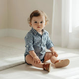 Love Henry - Baby Boys Dress Shirt Romper - Blue Check 26