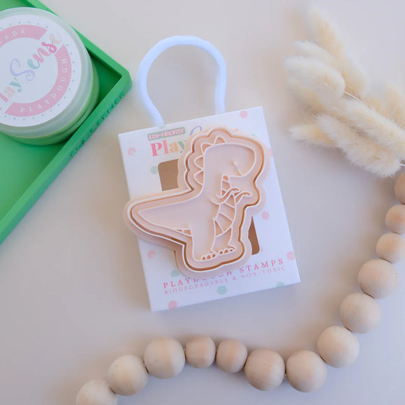 Play Sense - Eco Playdough Stamp - Dinosaurs - Beige - T-Rex