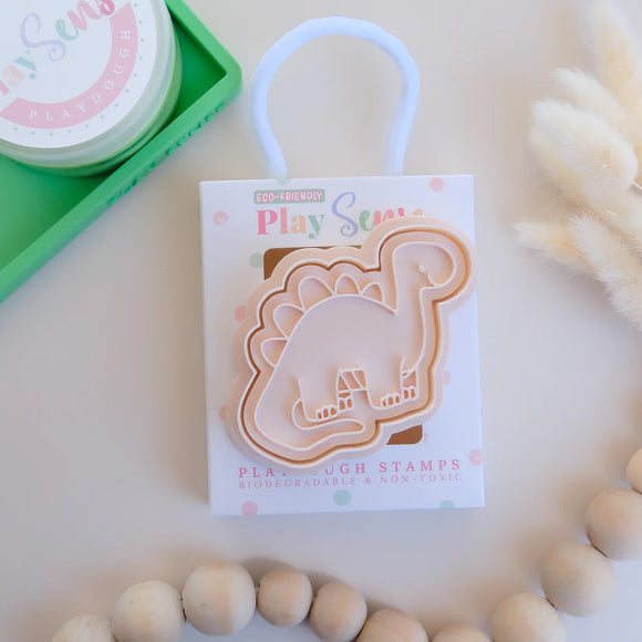 Play Sense - Eco Playdough Stamp - Dinosaurs - Beige - Stegosaurus