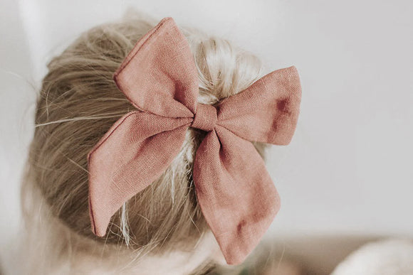 maMer - Dalia Linen Hair Clip Bow - Pink