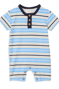 Milky - Baby Boys - Blue Stripe Henley Romper