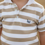 Love Henry - Boys Rugby Polo Shirt - Beige Stripe