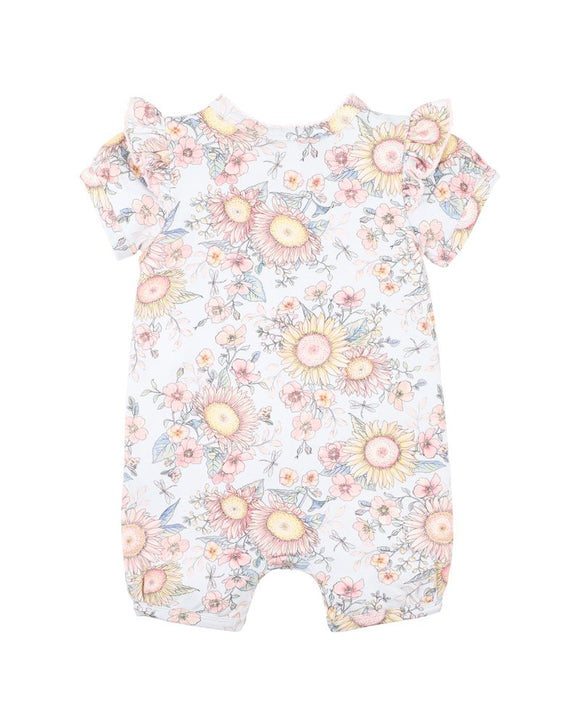 Bebe - Abby Print SS Zip Romper