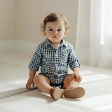 Love Henry - Baby Boys Dress Shirt Romper - Blue Check 26