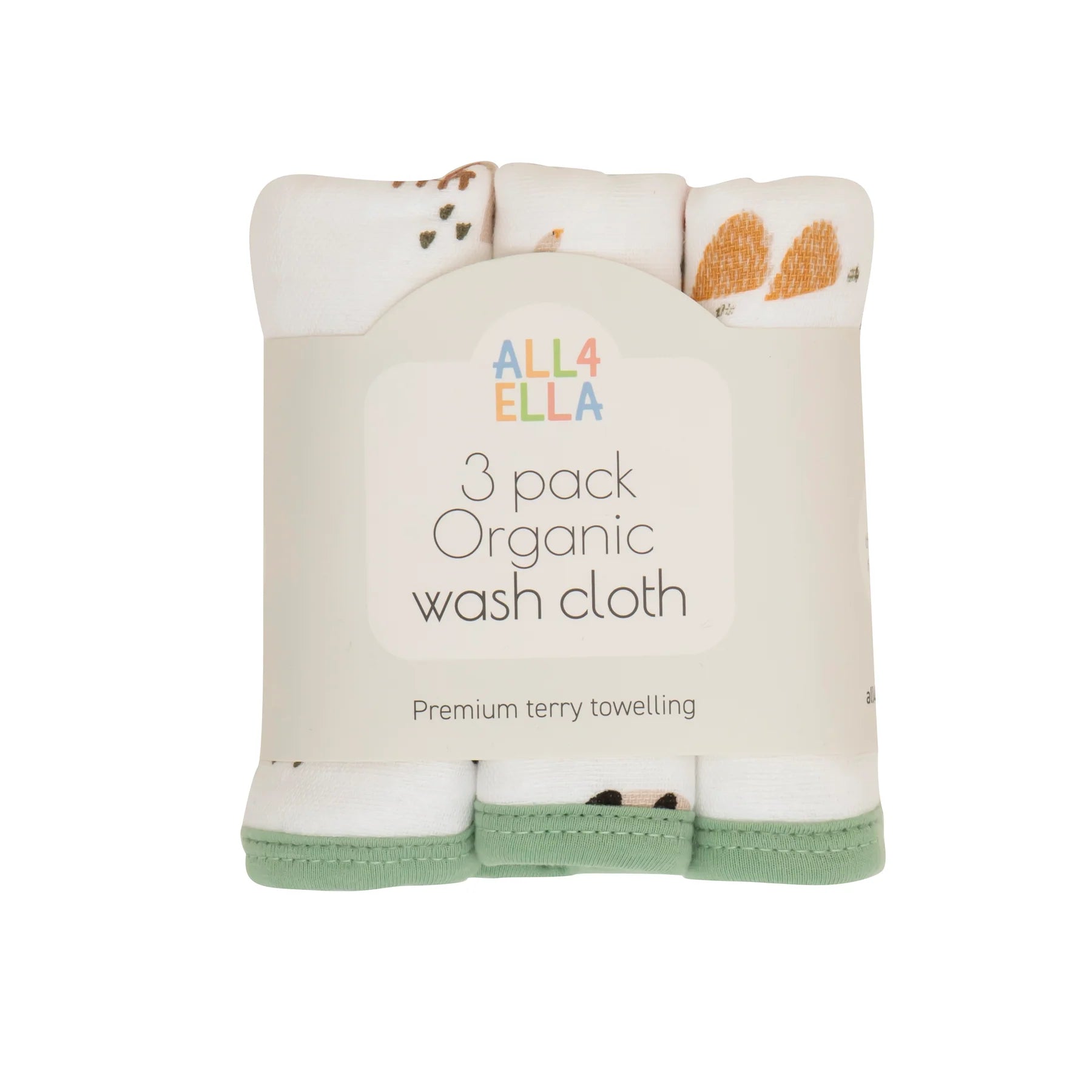 Organic Wash Cloth 3pk - Barnyard