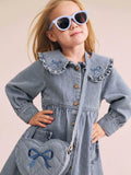 Huxbaby - Stripe Denim Bow Heart Handbag