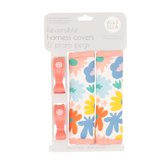 All4Ella - Harness Covers & Pram Pegs - Bright Floral