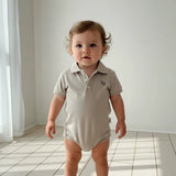 Love Henry - Baby Boys Polo Romper - Beige Grey