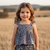 Love Henry - Girls Scalloped Hem Shorts - Vintage Posy