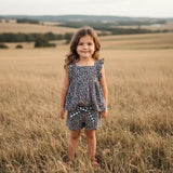 Love Henry - Girls Scalloped Hem Shorts - Vintage Posy