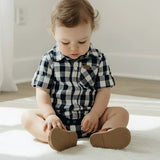 Love Henry - Baby Boys Dress Shirt Romper - Navy Check