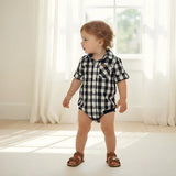 Love Henry - Baby Boys Dress Shirt Romper - Navy Check