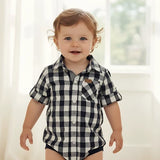 Love Henry - Baby Boys Dress Shirt Romper - Navy Check