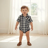 Love Henry - Baby Boys Dress Shirt Romper - Navy Check