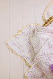Confetti Kidz - Muslin Blanket with Lace Trim - Lilac Bows