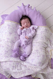 Confetti Kidz - Muslin Blanket with Lace Trim - Lilac Bows