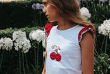 Love Henry - Girls Applique Top - Red Cherries