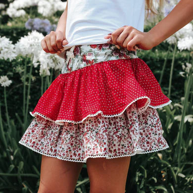 Love Henry - Girls Frilly Skirt - Festive Floral
