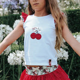 Love Henry - Girls Applique Top - Red Cherries