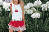 Love Henry - Girls Applique Top - Red Cherries