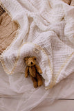 Confetti Kidz - Muslin Blanket with Lace Trim - White