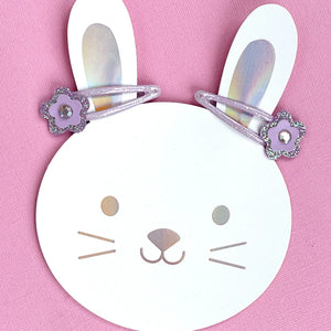 Lauren Hinkley - Purple Glitter Flower Hair Clips