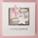 Lauren Hinkley - Pink & White Velvet Star Hair Clips