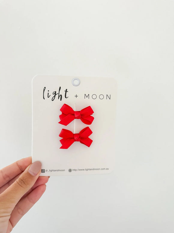 Light & Moon - Red Mini Grosgrain Snap Clips