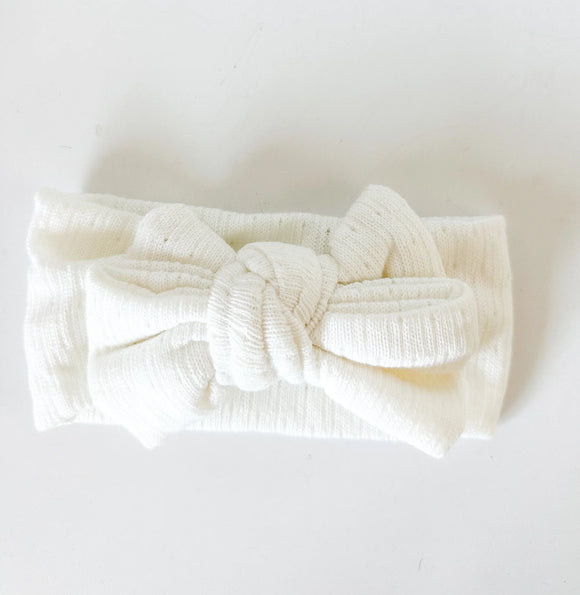 Light & Moon - White Knit Topknot Headband