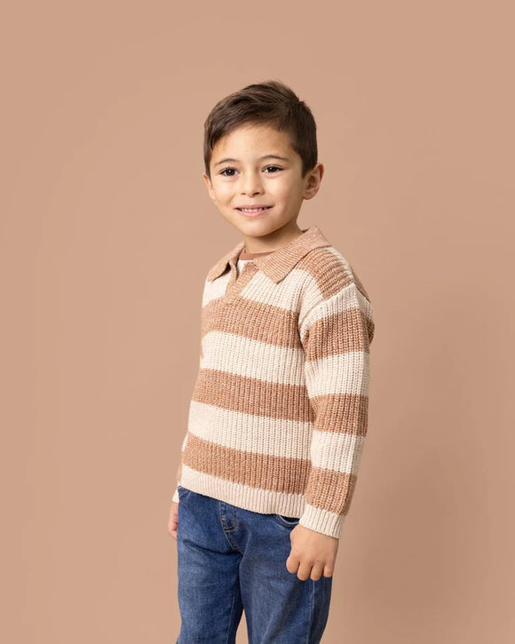 Bebe - Stripe Knitted Jumper W Collar