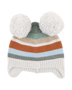 Bebe - MATEO STRIPE POM POM KNITTED BEANIE