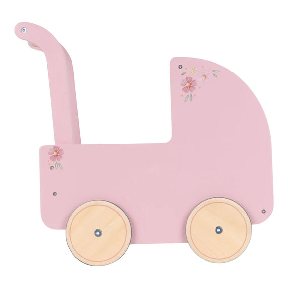 Little Dutch - Wooden Doll Pram with Textiles - Pink