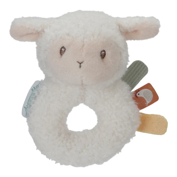 Little Dutch - Little Farm Soft Ring-Rattle Sheep Plush Baby Rattle Toy