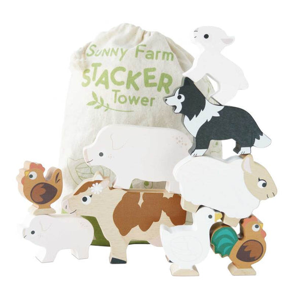 Le Toy Van - Petilou Farm Stacking Animals & Bag