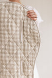 Linen Label - Oatmeal & Gingham - Pram Liner