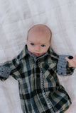 Little Windmill Clothing Co - "Lucas" Linen Checked Long Sleeve Romper