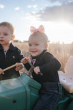 Little Windmill Clothing Co - BB Baby Navy Gingham Long Sleeve Polo Romper