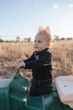 Little Windmill Clothing Co - BB Baby Navy Gingham Long Sleeve Polo Romper