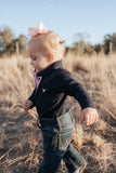 Little Windmill Clothing Co - BB Baby Navy Gingham Long Sleeve Polo Romper